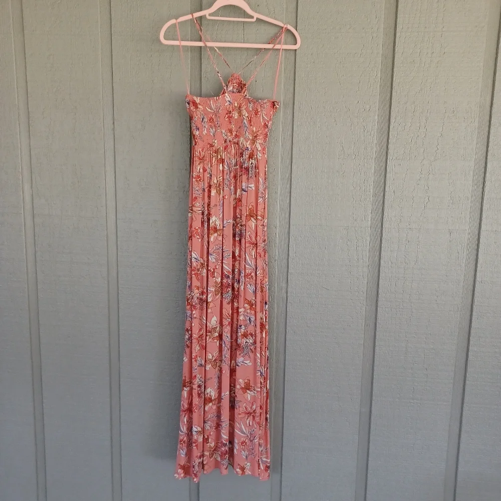 Free People One Step Ahead Maxi Dress Size Women M Floral Smocked Viscose Boho
